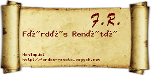 Fördős Renátó névjegykártya